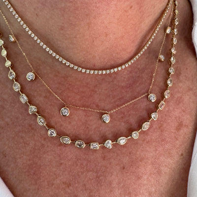 Large Diamond Confetti Bezel Necklace