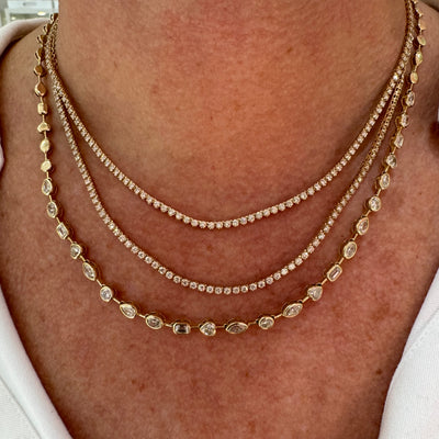 Skinny Diamond Half and Half Necklace