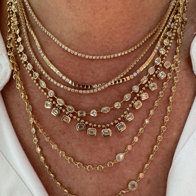 Gold & Diamond Segment Tennis Necklace