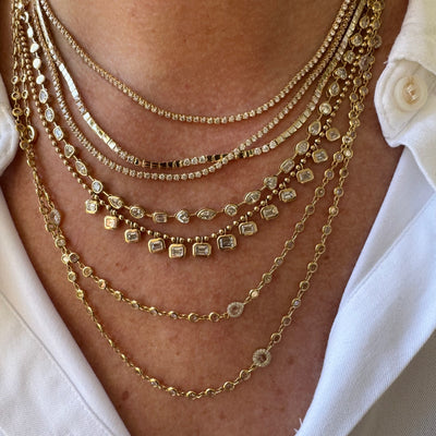 Skinny Diamond Half and Half Necklace