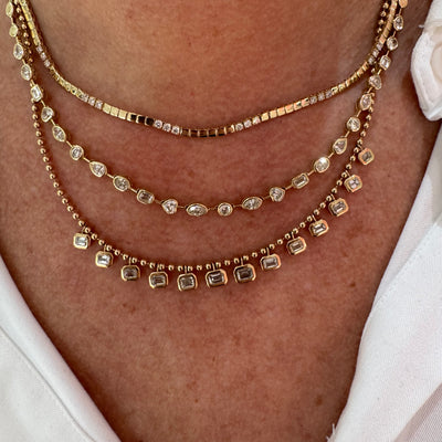 Solid Bead & Diamond Confetti Necklace