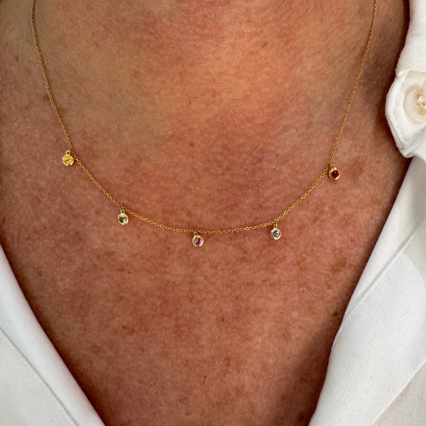 Rainbow Sapphire Confetti Necklace