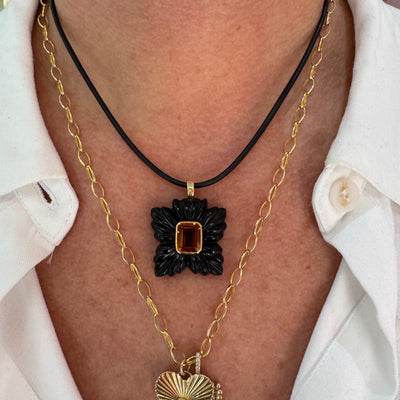 Black Leather Cord Necklace