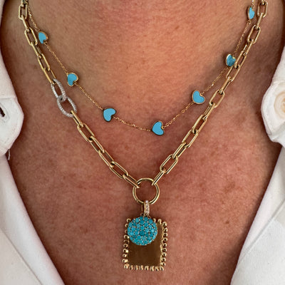 Gold & Diamond Link Chain with Carabiner