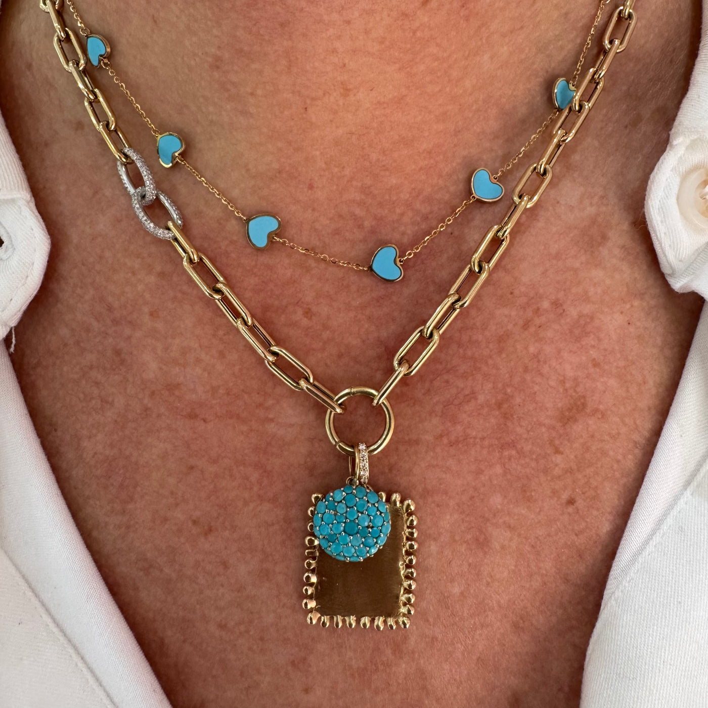 Turquoise Button Charm