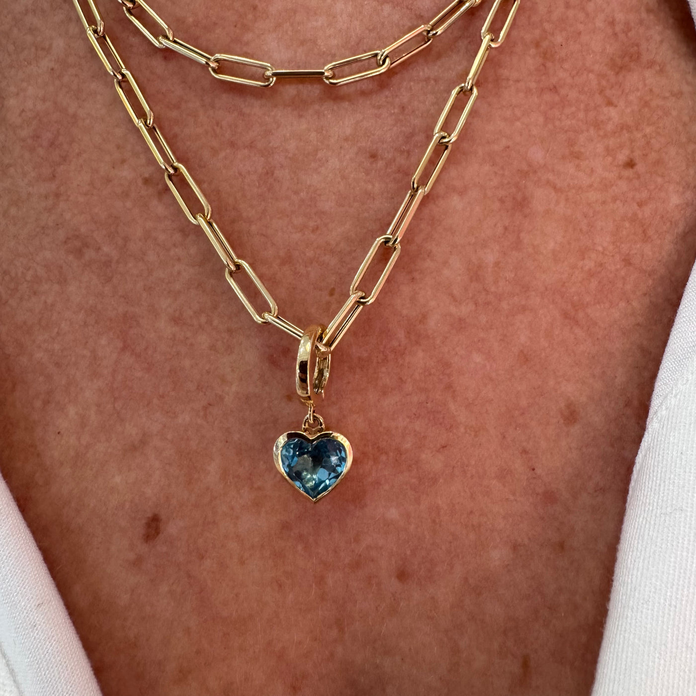 Swiss Blue Topaz Heart Charm