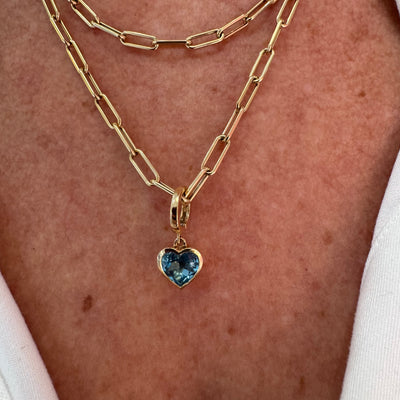 Swiss Blue Topaz Heart Charm