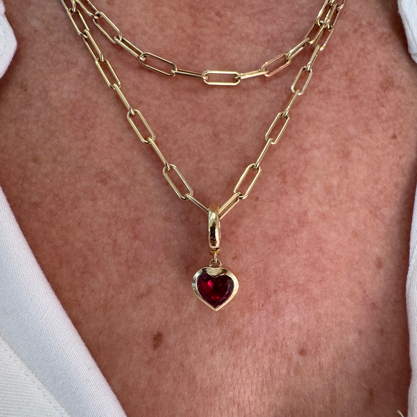 Pink Tourmaline Heart Charm