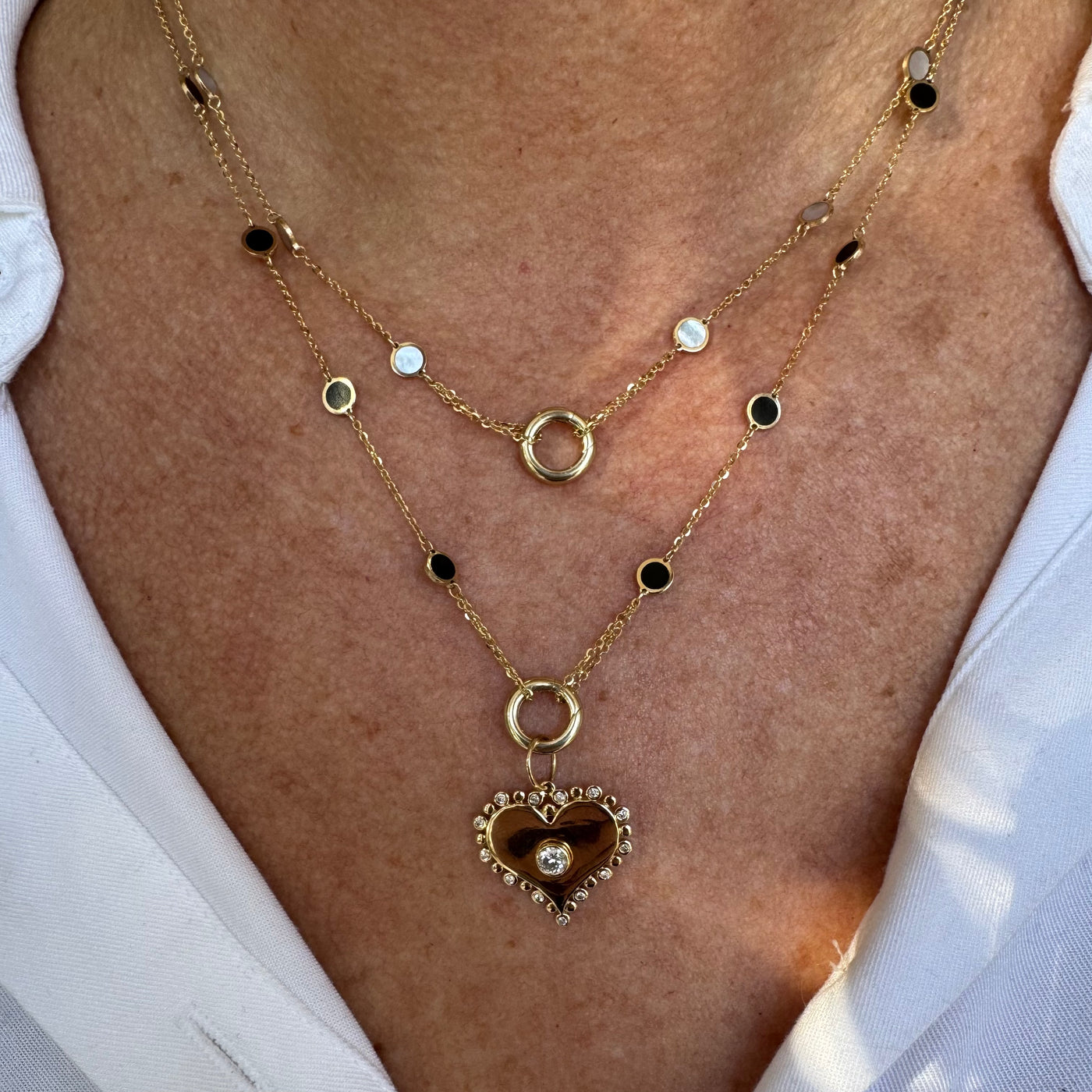 Black Onyx Disk and Carabiner Necklace