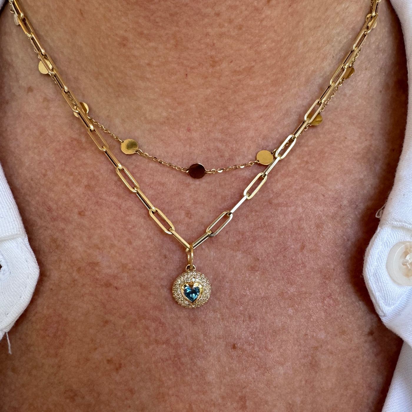 London Blue Topaz Heart and Pave Diamond Charm