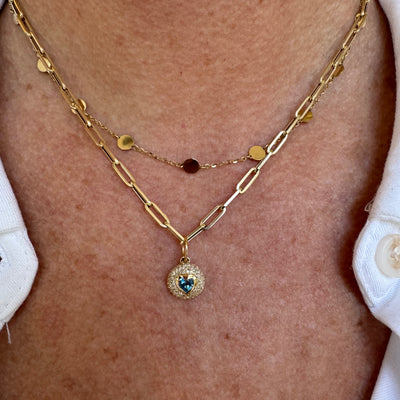 London Blue Topaz Heart and Pave Diamond Charm