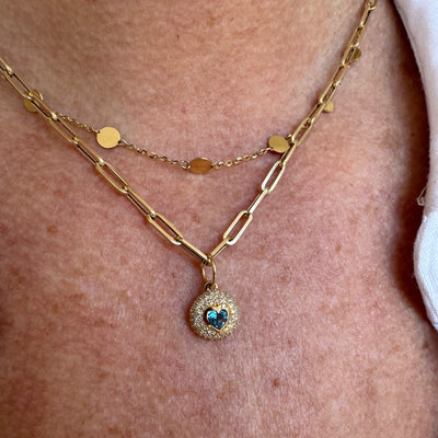 London Blue Topaz Heart and Pave Diamond Charm