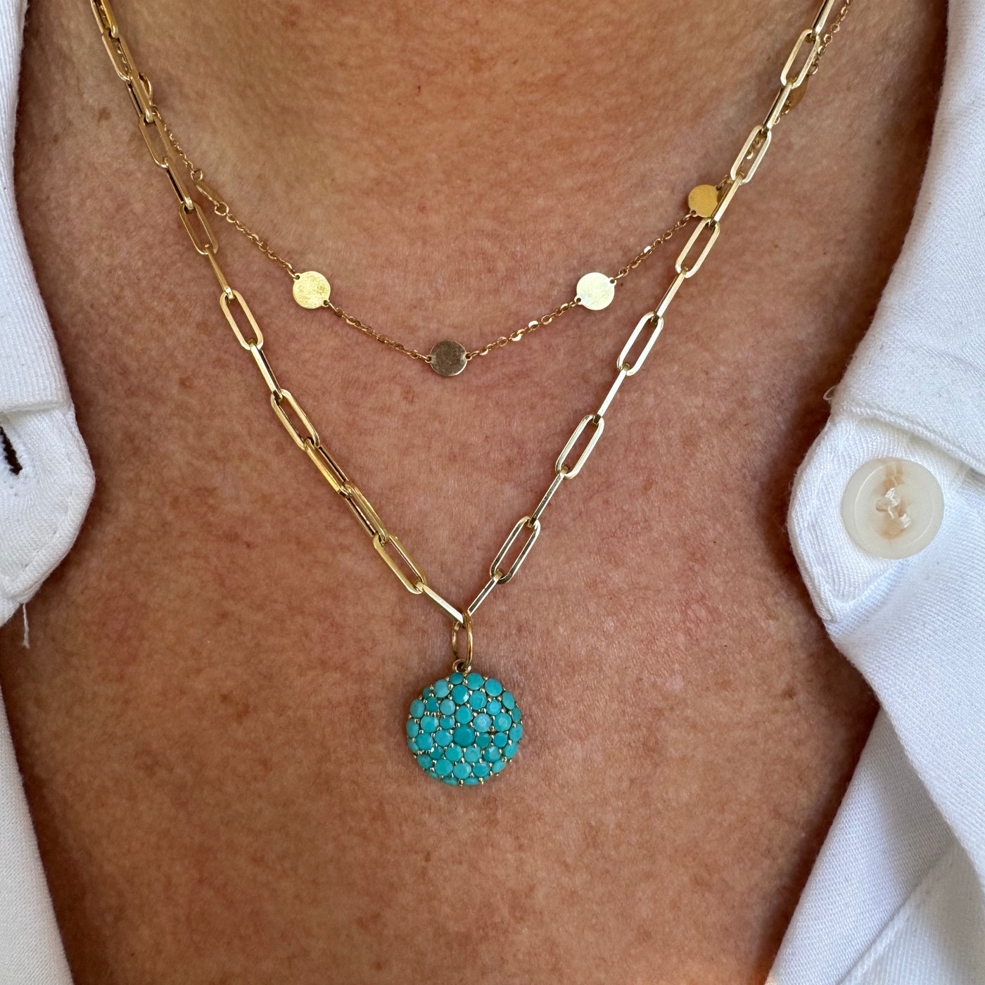 Turquoise Button Charm