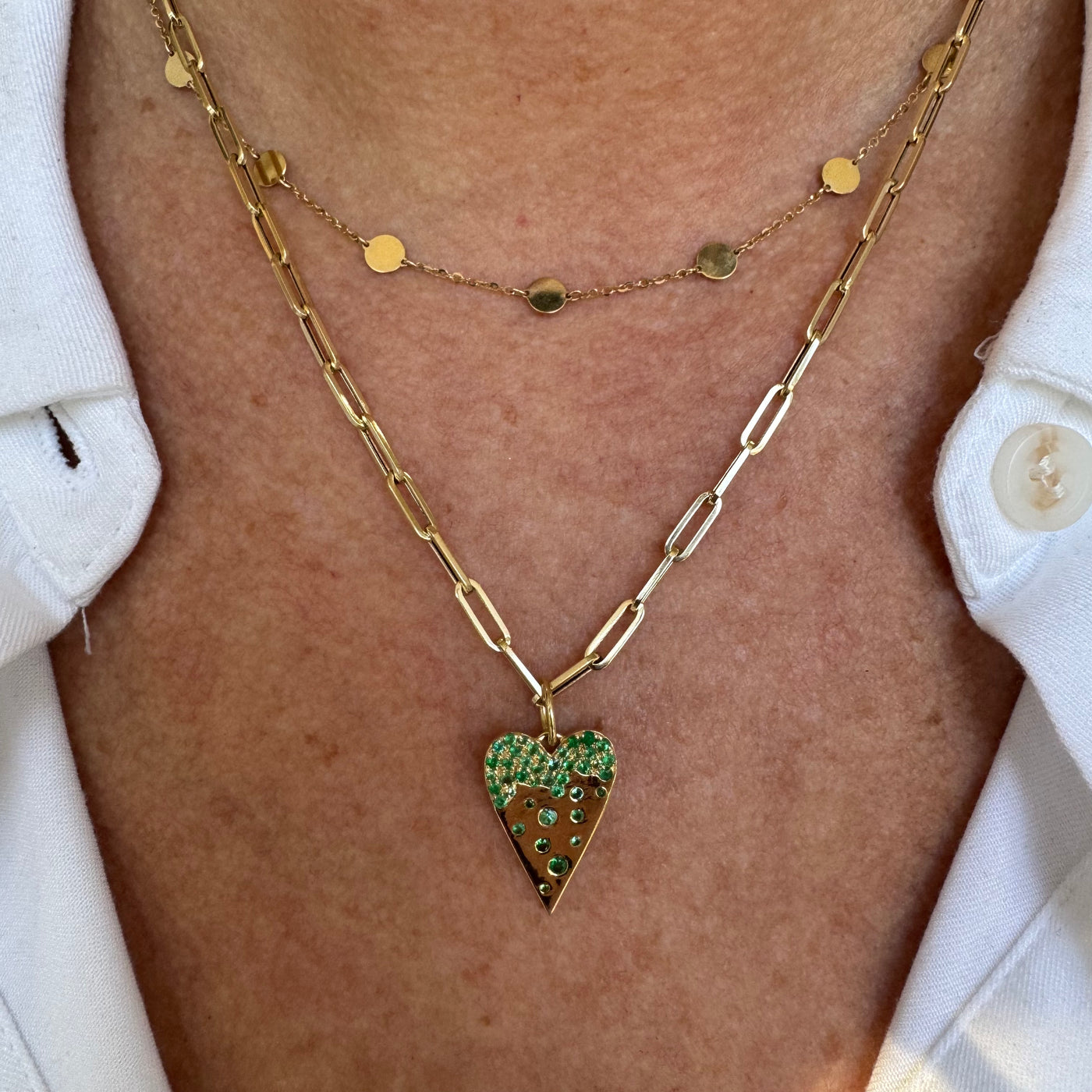 Scattered Emerald Heart Charm