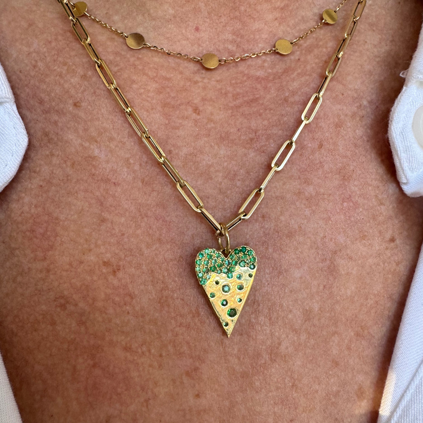 Scattered Emerald Heart Charm