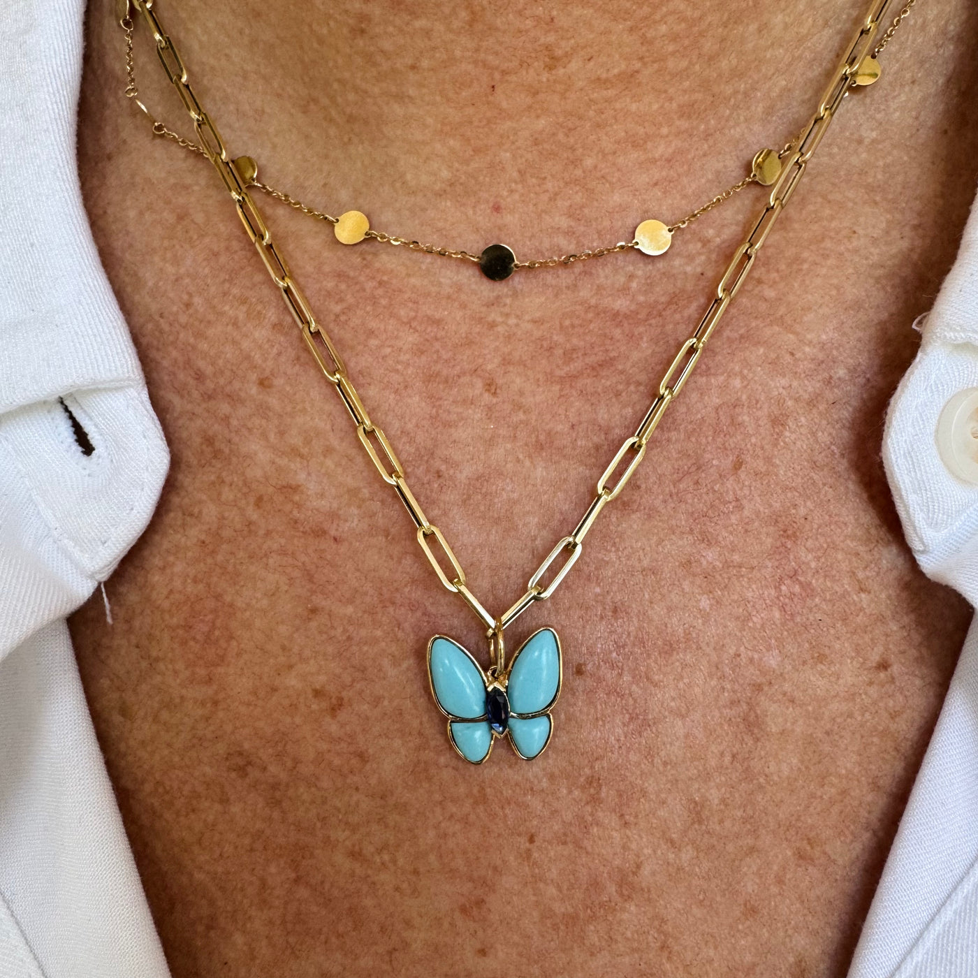 Turquoise & Kyanite Butterfly Charm