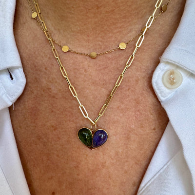 Tanzanite & Tourmaline Heart Charm