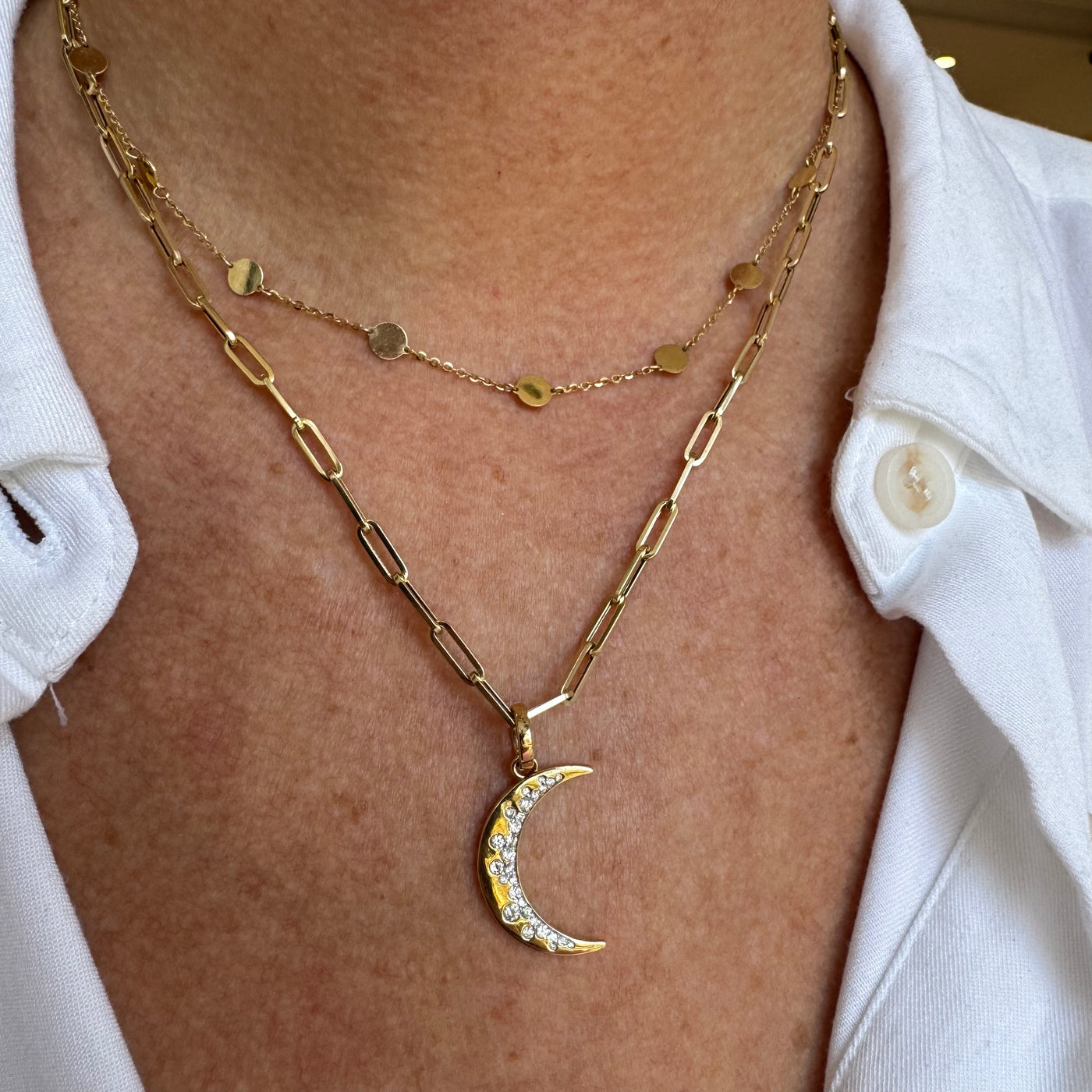 Scattered Diamond Moon Charm