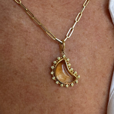 Peridot & Citrine Moon Charm