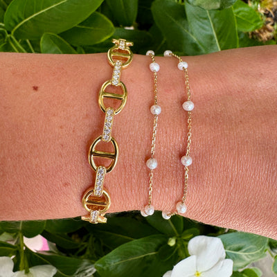 Multi Pearl Double Chain Bracelet