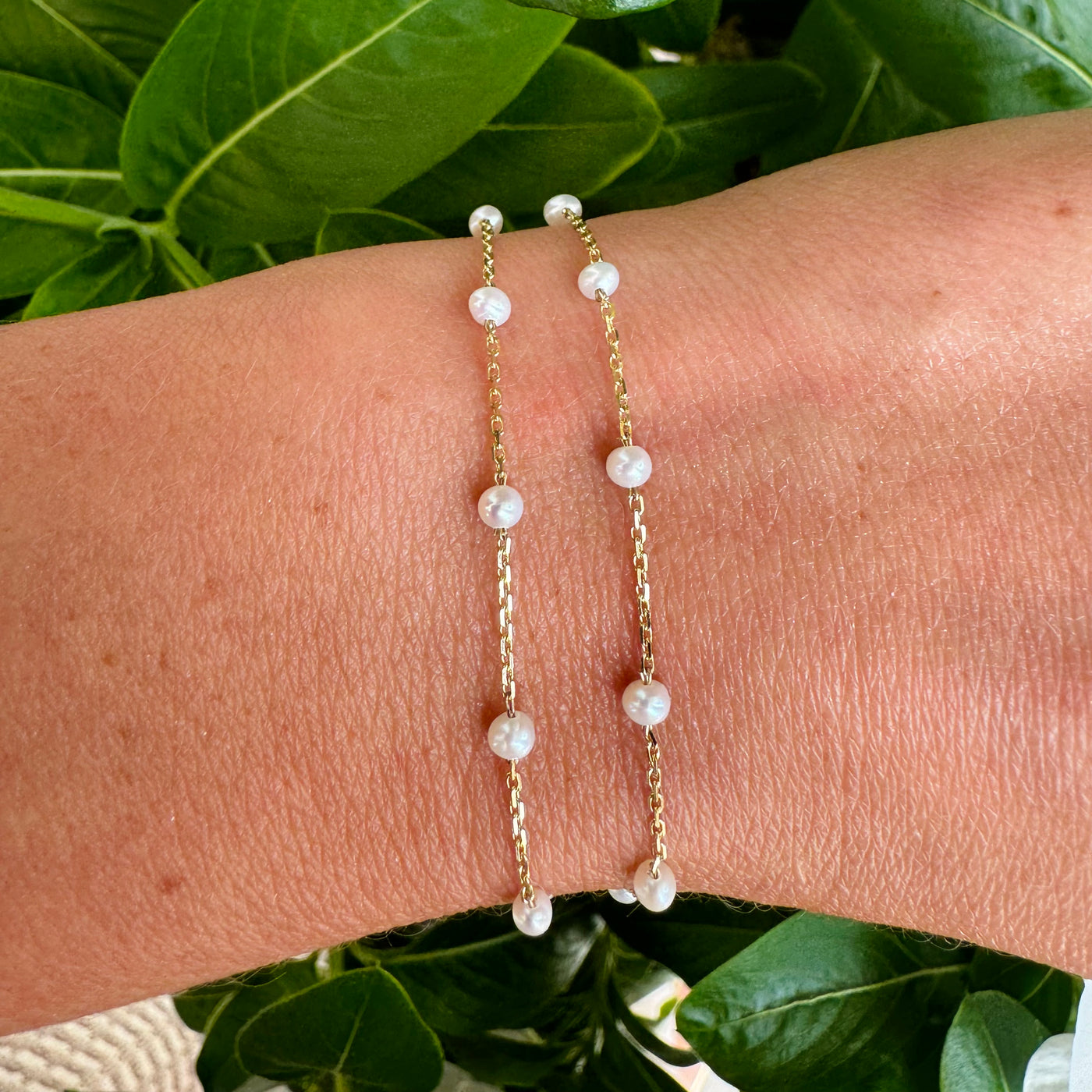 Multi Pearl Double Chain Bracelet