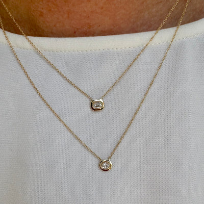 Emerald Cut Diamond Necklace
