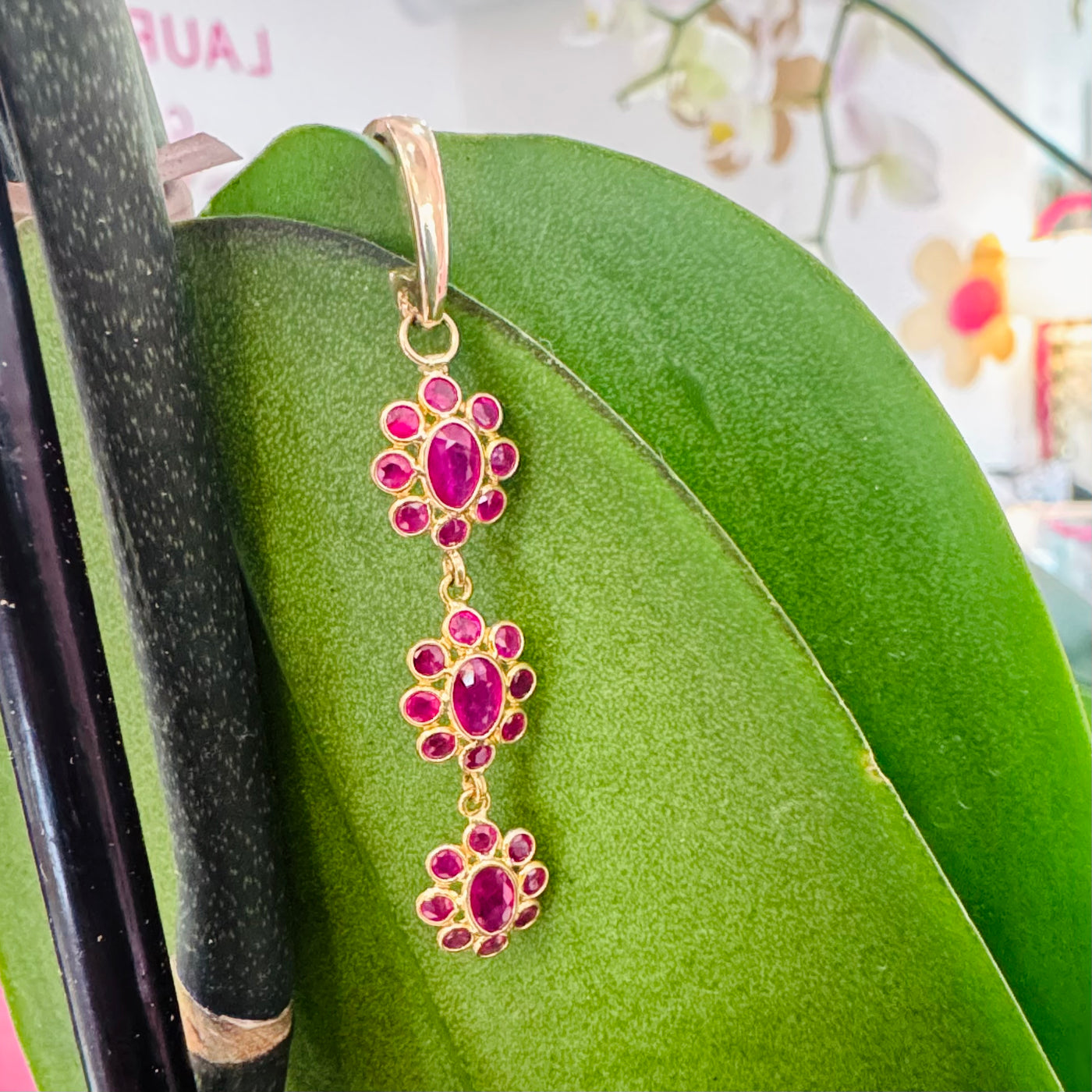 Sig Ruby Triple Ruby Flower Charm – Lauren Sigman Collection