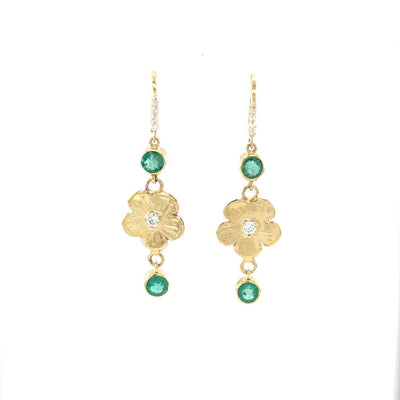 Emerald and Diamond Petunia Earrings