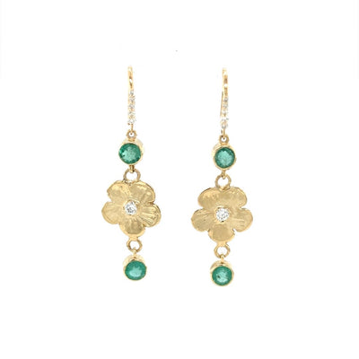 Emerald and Diamond Petunia Earrings