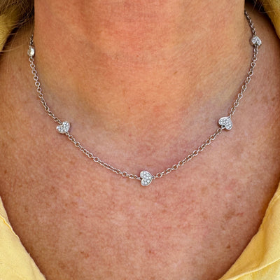 White gold heart Necklace/18K