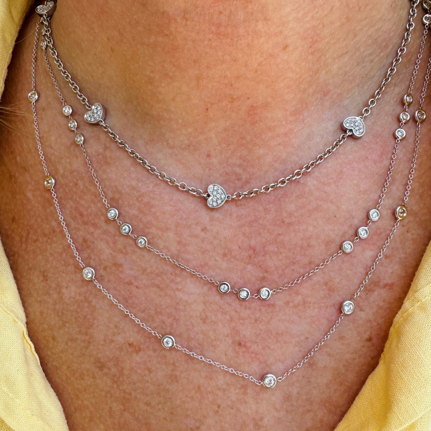 White gold heart Necklace/18K