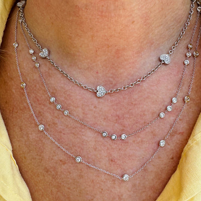 White gold heart Necklace/18K