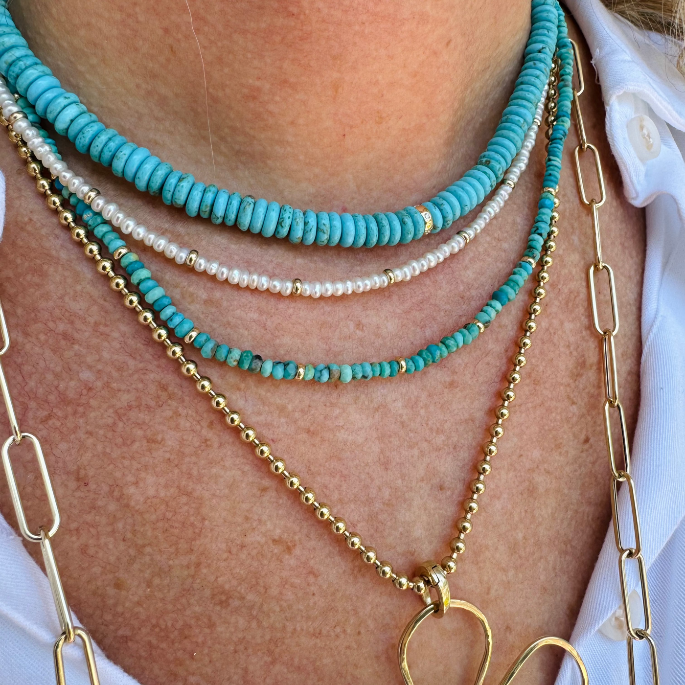 Jumbo Turquoise Rondelle Bead Necklace