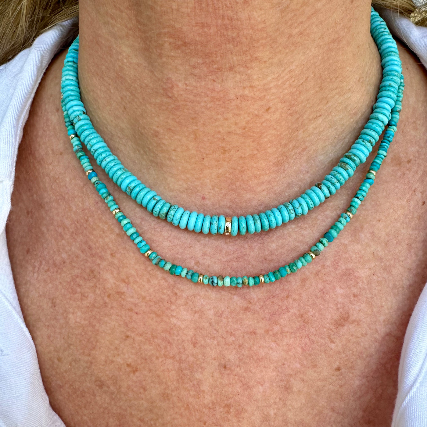 Jumbo Turquoise Rondelle Bead Necklace