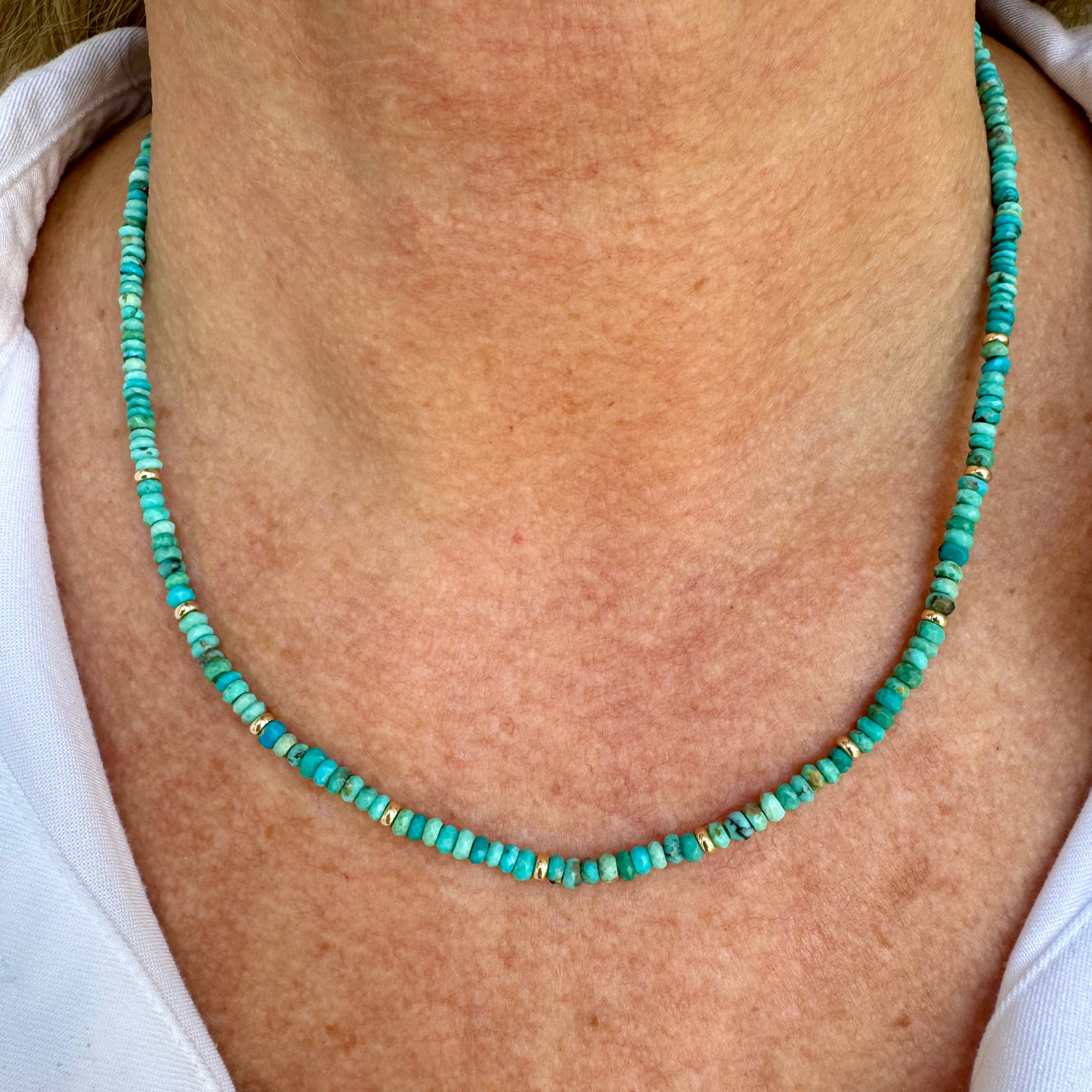 Turquoise Birthstone Bead Necklace