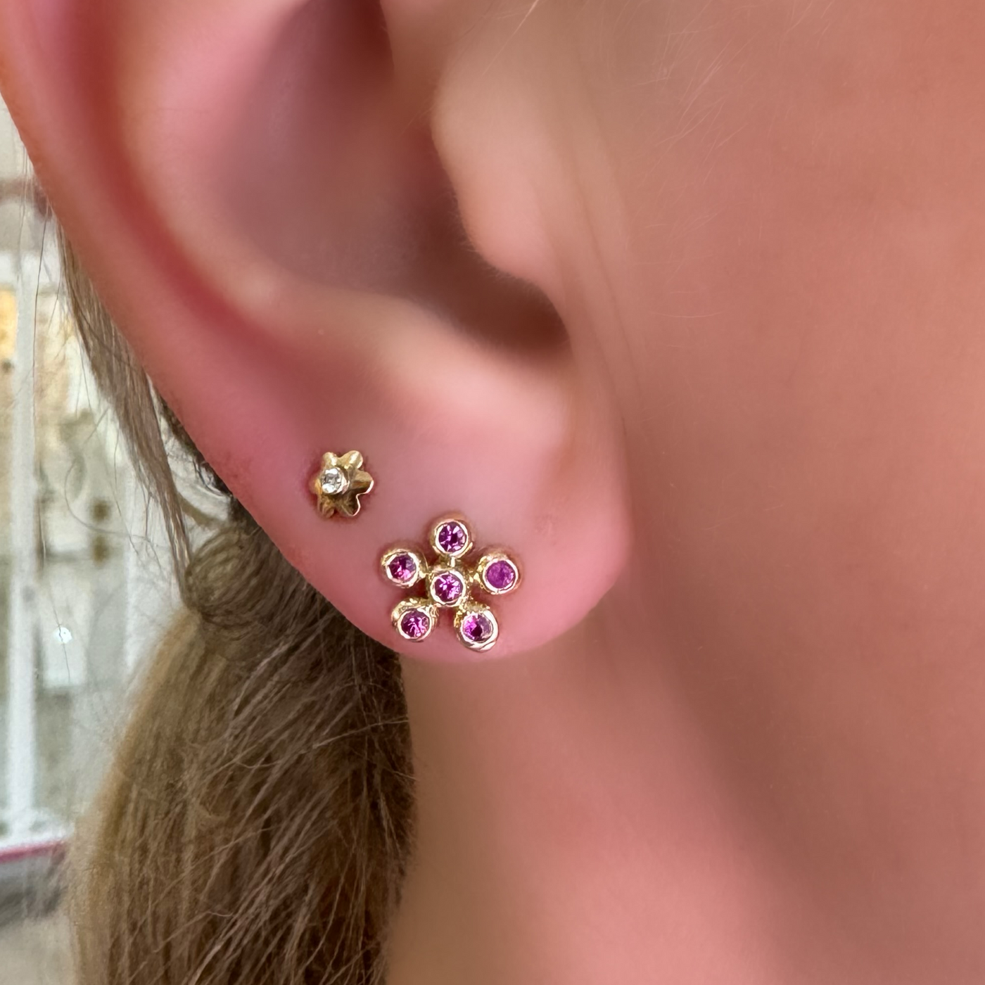 Pink Sapphire Pimpernel Studs