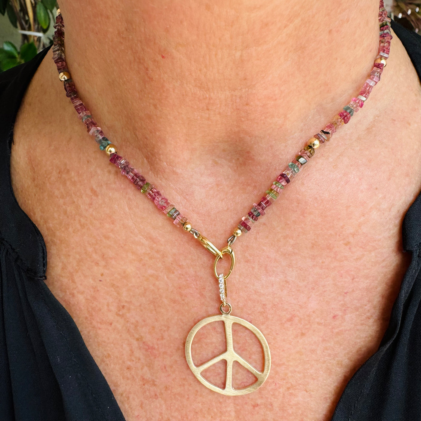 Rainbow Sapphire Slices & Gold Bead Necklace