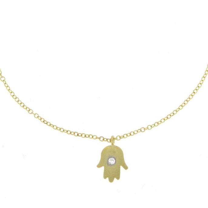 Diamond Center Hamsa Necklace