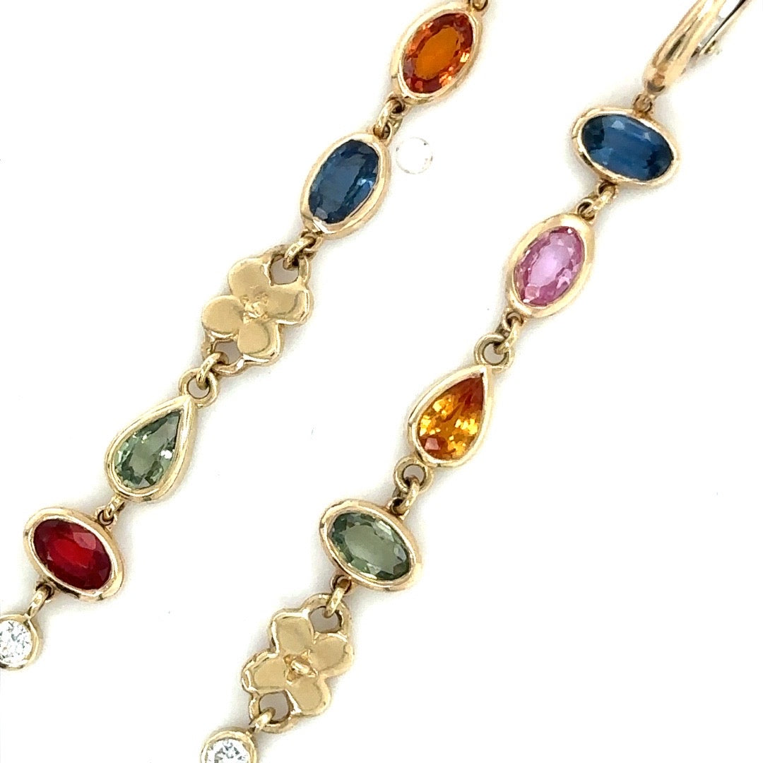 Rainbow Sapphire & Diamond Drop Earrings