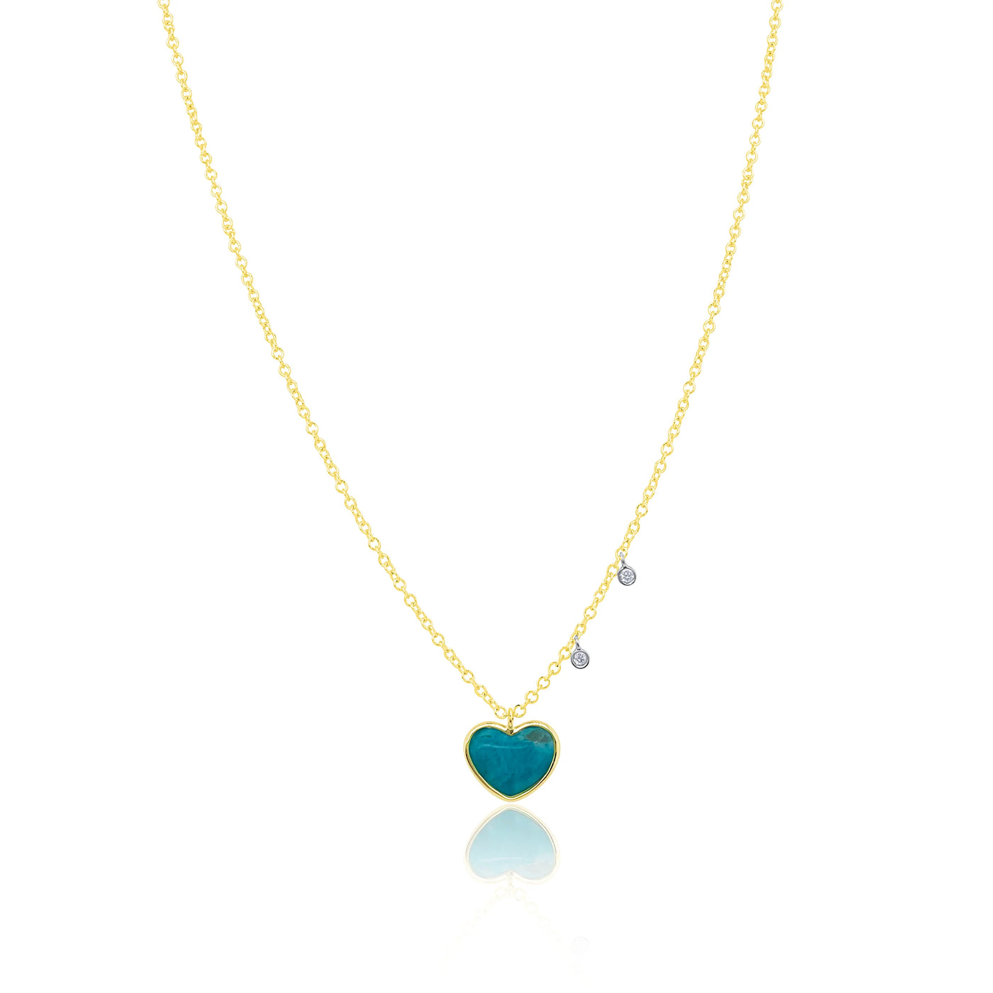 Turquoise and Diamond Heart Necklace