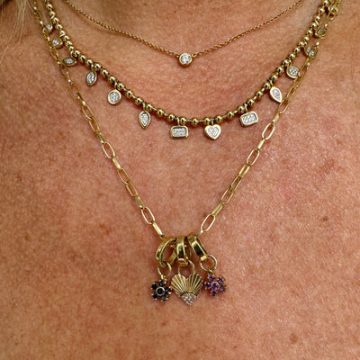 Mini Fluted Diamond Heart Charm