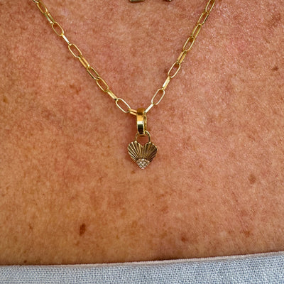 Mini Fluted Diamond Heart Charm
