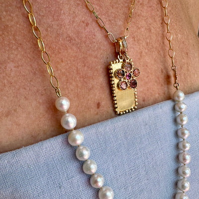 Pink Tourmaline Flower Charm with Removable Diamond Bale