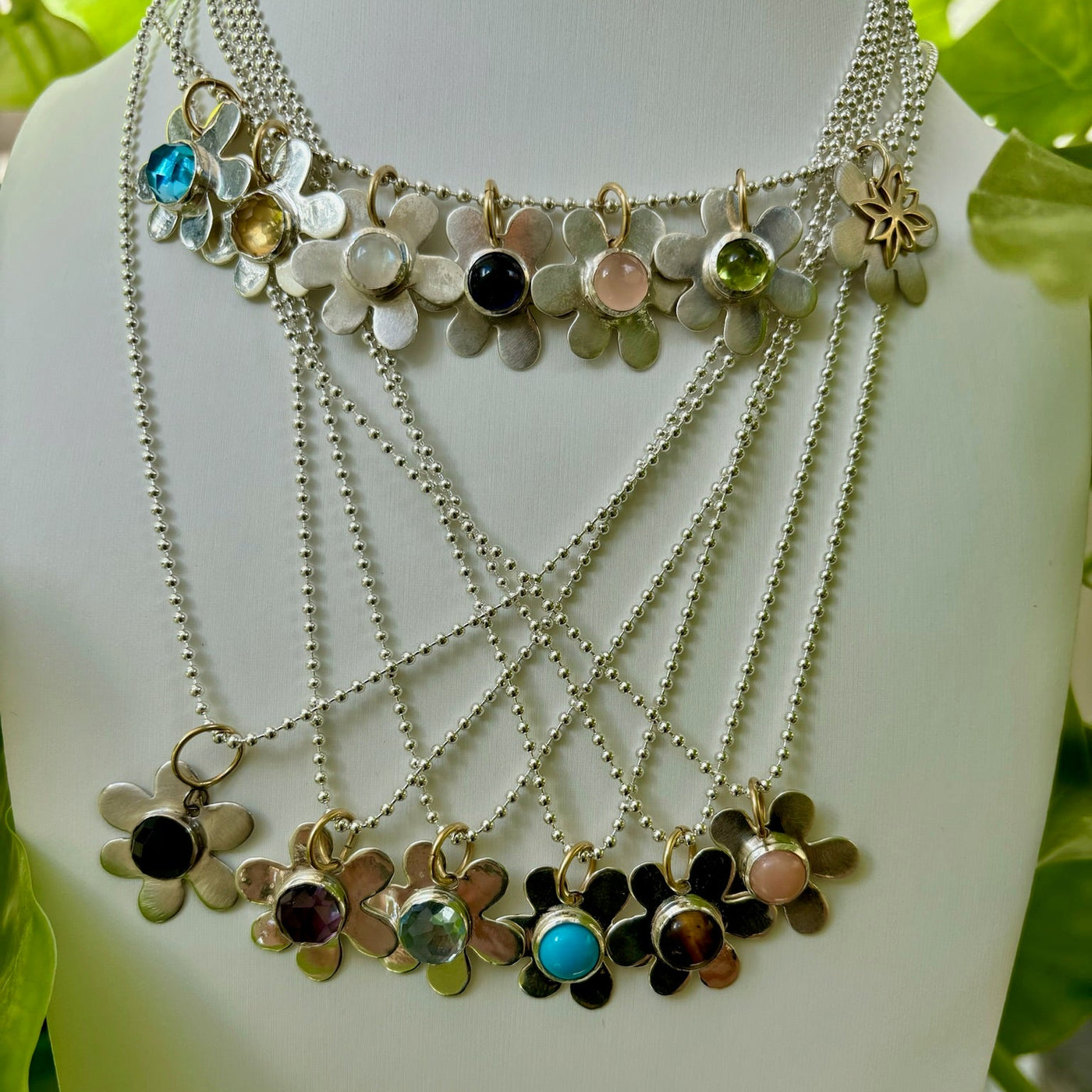 Citrine Daisy Charm Necklace