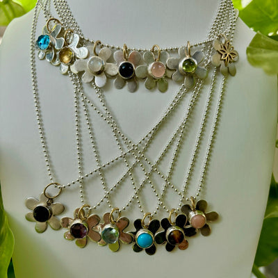 Turquoise Daisy Charm Necklace
