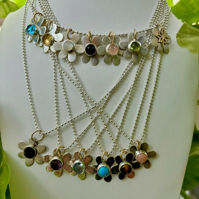 Moonstone Daisy Charm Necklace