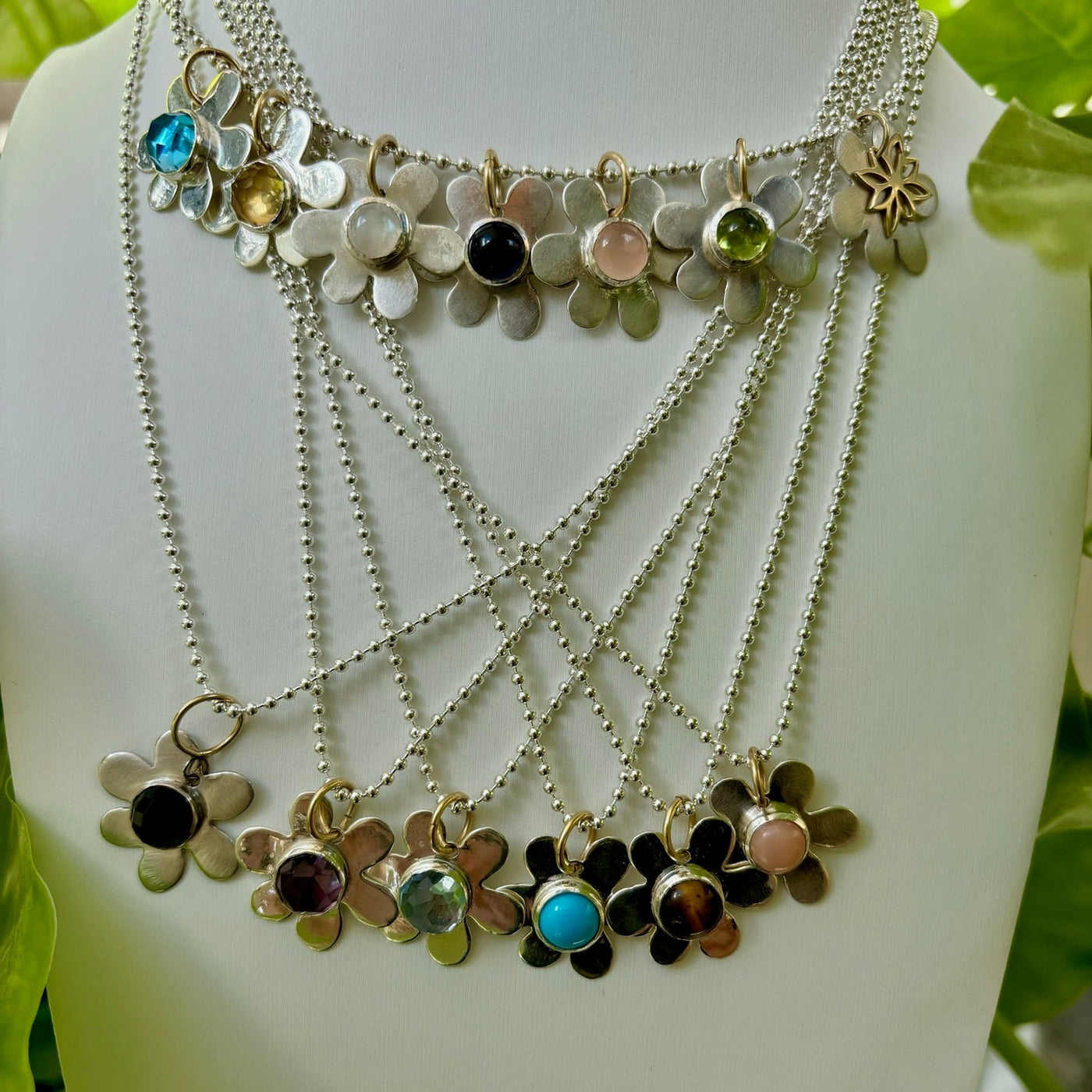 Tigers Eye Daisy Charm Necklace
