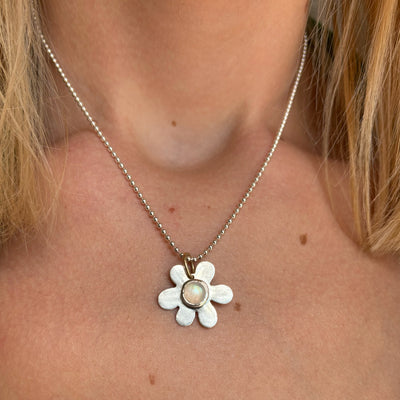Moonstone Daisy Charm Necklace