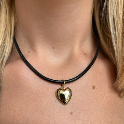 Casey Small Heart Necklace - Black