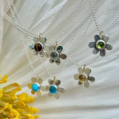 Turquoise Daisy Charm Necklace